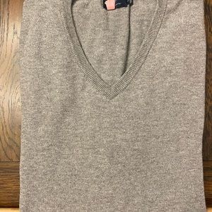 Gray V-neck long sleeve cotton jcrew sweater